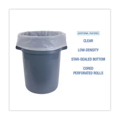 Boardwalk 60 Gallon 2.7 mil 38 in. x 63 in. Industrial Drum Liners Rolls - Clear (50/Carton)