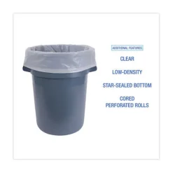 Boardwalk 60 Gallon 1.8 mil 38 in. x 63 in. Industrial Drum Liners Rolls - Clear (75/Carton)