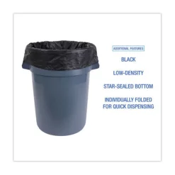 Boardwalk 60 Gallon 1.7 mil 38 in. x 58 in. Flat Pack Linear Low Density Industrial Can Liners - Black (100/Carton)