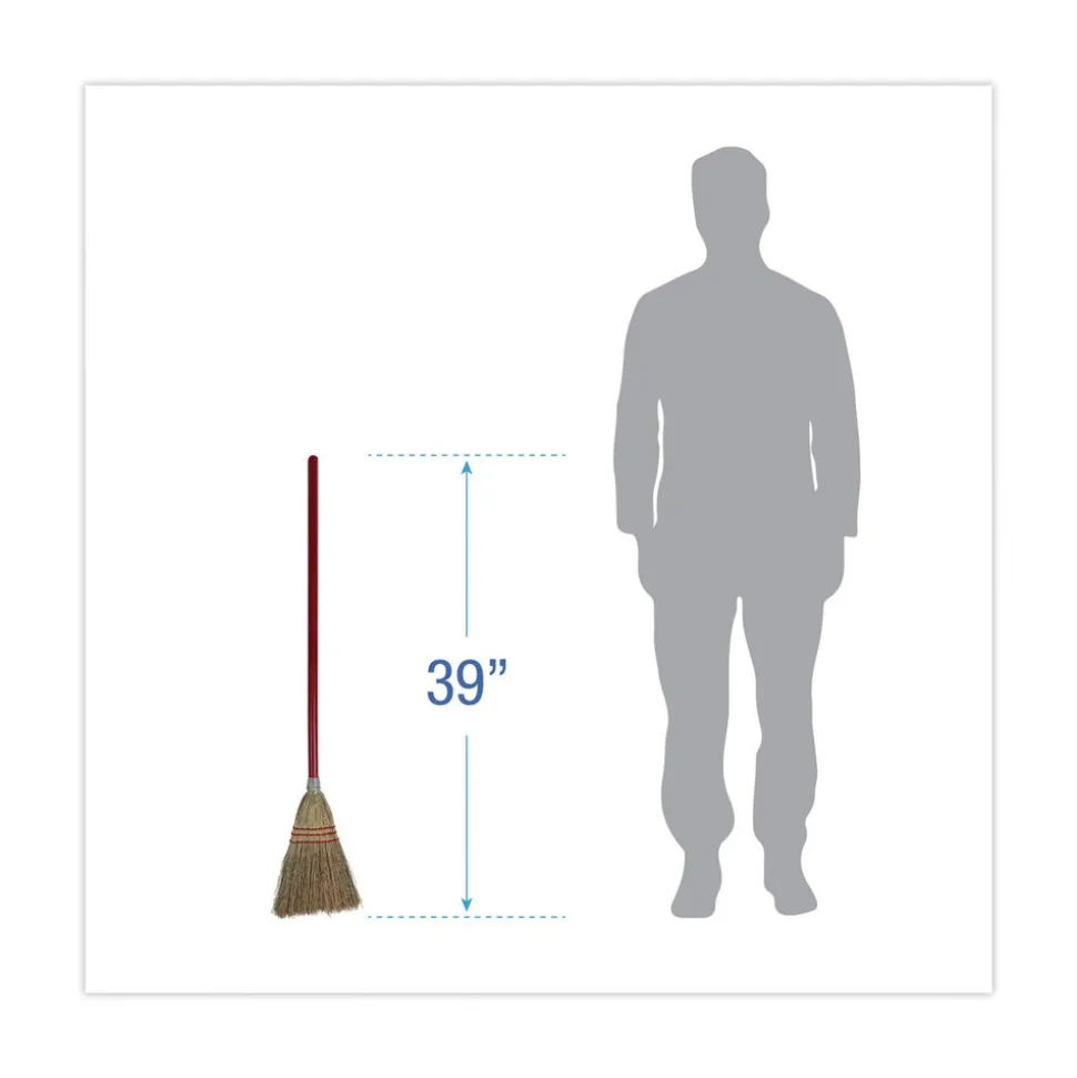 Boardwalk 39 in. Corn Fiber Bristles Lobby/Toy Broom - Red