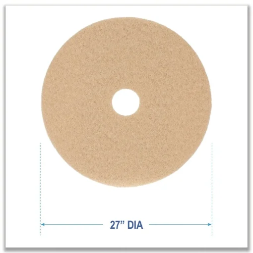 Boardwalk 27 in. Diameter Burnishing Floor Pads - Tan (5/Carton)