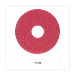 Boardwalk 12 in. Diameter Buffing Floor Pads - Red (5/Carton)