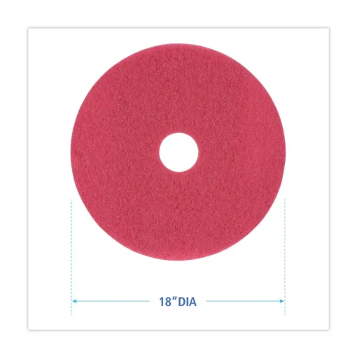 Boardwalk 18 in. Diameter Buffing Floor Pads - Red (5/Carton)