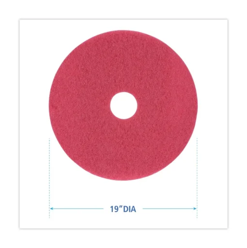 Boardwalk 19 in. Diameter Buffing Floor Pads - Red (5/Carton)