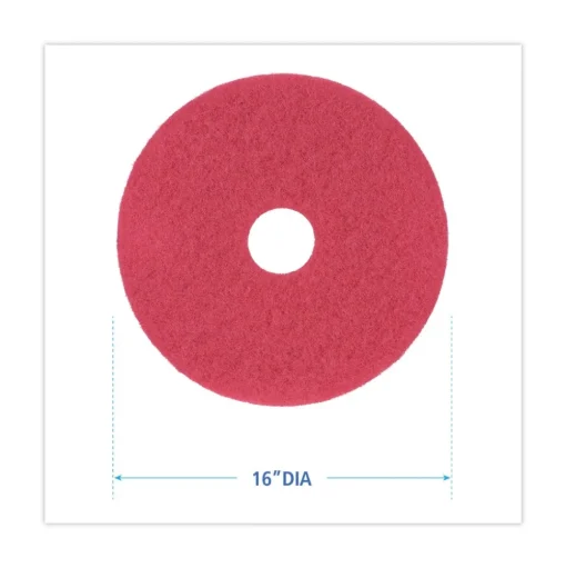 Boardwalk 16 in. Diameter Buffing Floor Pads - Red (5/Carton)