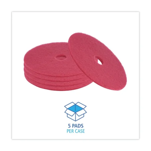 Boardwalk 21 in. Diameter Buffing Floor Pads - Red (5/Carton)