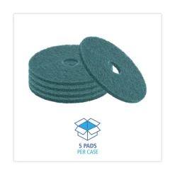 Boardwalk 20 in. Diameter Heavy-Duty Scrubbing Floor Pads - Green (5/Carton)