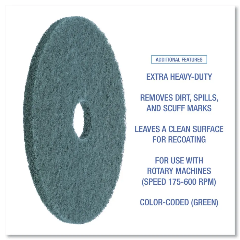 Boardwalk 20 in. Diameter Heavy-Duty Scrubbing Floor Pads - Green (5/Carton)