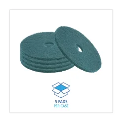 Boardwalk 18 in. Diameter Heavy-Duty Scrubbing Floor Pads - Green (5/Carton)