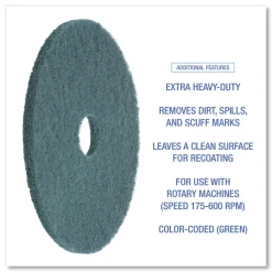 Boardwalk 18 in. Diameter Heavy-Duty Scrubbing Floor Pads - Green (5/Carton)