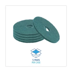 Boardwalk 16 in. Diameter Heavy-Duty Scrubbing Floor Pads - Green (5/Carton)