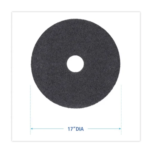 Boardwalk 17 in. Diameter High Performance Stripping Floor Pads - Black (5/Carton)
