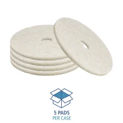 Boardwalk 24 in. Diameter Natural Burnishing Floor Pads - White (5/Carton)