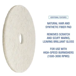 Boardwalk 24 in. Diameter Natural Burnishing Floor Pads - White (5/Carton)