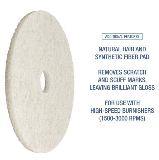 Boardwalk 24 in. Diameter Natural Burnishing Floor Pads - White (5/Carton)