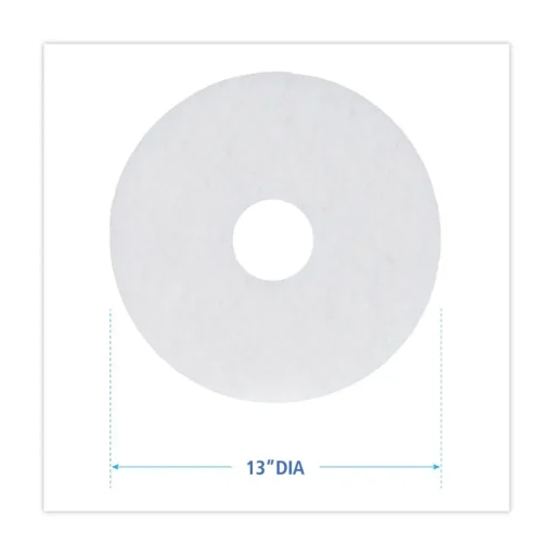 Boardwalk 13 in. Diameter Polishing Floor Pads - White (5/Carton)