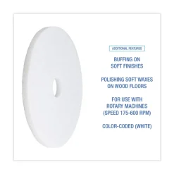 Boardwalk 19 in. Diameter Polishing Floor Pads - White (5/Carton)