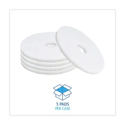 Boardwalk 15 in. Diameter Polishing Floor Pads - White (5/Carton)