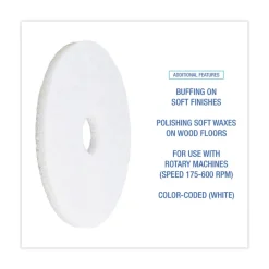 Boardwalk 15 in. Diameter Polishing Floor Pads - White (5/Carton)