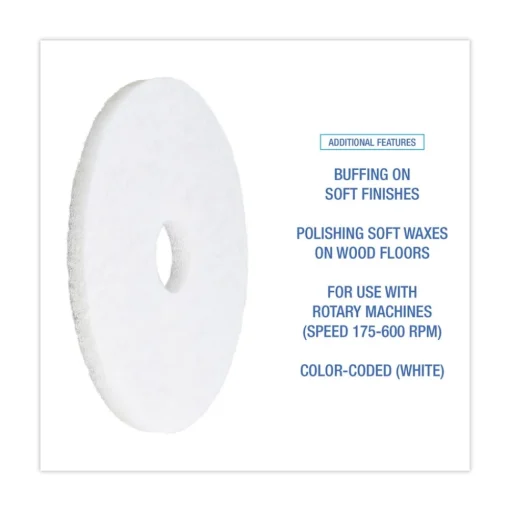 Boardwalk 15 in. Diameter Polishing Floor Pads - White (5/Carton)