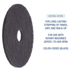 Boardwalk 15 in. Diameter Stripping Floor Pads - Black (5/Carton)