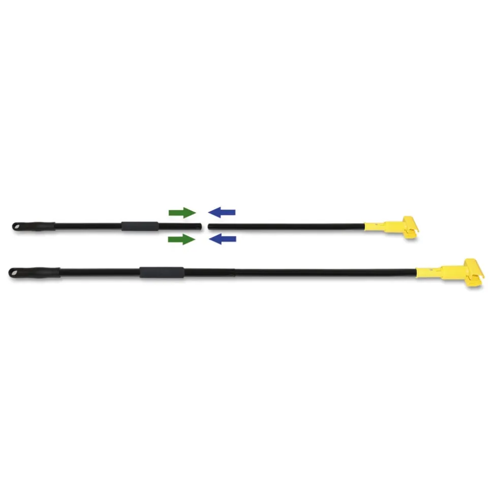 Boardwalk 1.5 in. Diameter x 59 in. Length 2-Piece Metal Handle with Plastic Jaw Head - Black/Yellow (1-Carton)