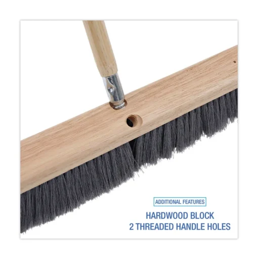 Boardwalk 3 in. Gray Flagged Polypropylene Bristles 18 in. Brush Floor Brush Head