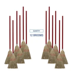 Boardwalk 36 in. Overall Length Corn/Synthetic Fiber Bristles Corn/Fiber Brooms - Gray/Natural (12/Carton)