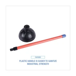 Boardwalk 18 in. Plastic Handle Toilet Plunger for 5-5/8 in. Bowls - Red/Black
