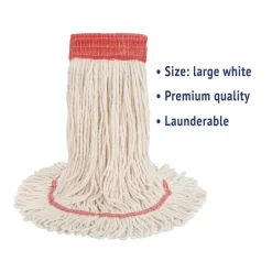 Boardwalk 5 in. Super Loop Cotton/Synthetic Fiber Wet Mop Head - Large, White (12/Carton)