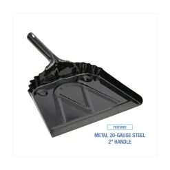Boardwalk 12 in. Wide Metal Dust Pan with 2 in. Handle - Black