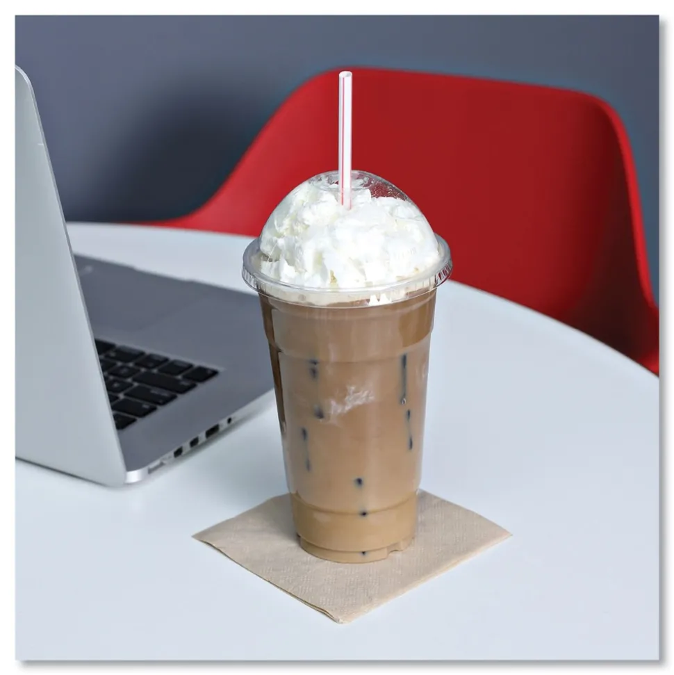 Boardwalk 7.75 in. Wrapped Jumbo Plastic Straws - White/Red Stripe (400/Pack, 25 Packs/Carton)