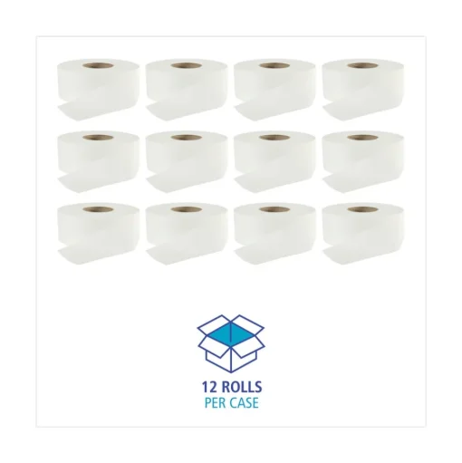 Boardwalk 3.2 in. x 525 ft. 2 Ply Septic Safe Jumbo Roll Bathroom Tissue - White (12/Carton)