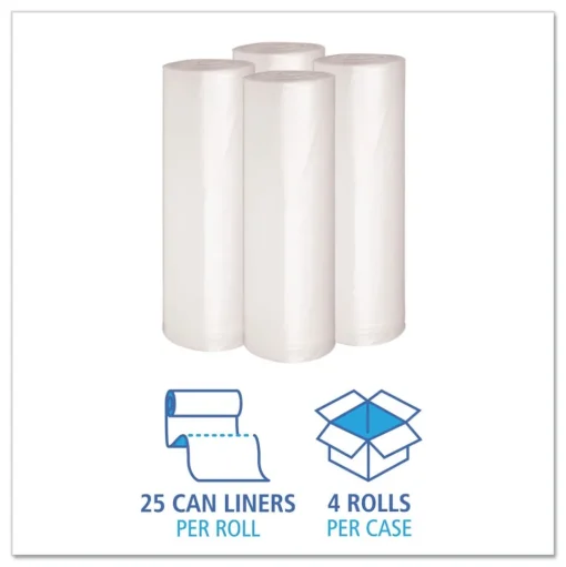 Boardwalk 40 in. x 46 in. 45 gal. 1.4 mil Recycled Low-Density Polyethylene Can Liners - Clear (100/Carton)