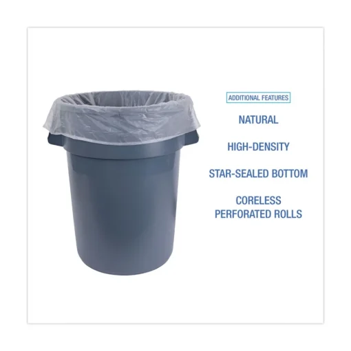 Boardwalk 38 in. x 58 in. 60 gal. 14 mic High-Density Can Liners - Natural (200/Carton)