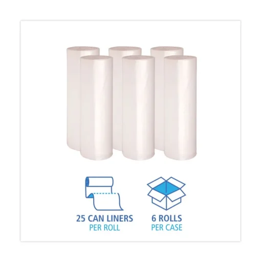 Boardwalk 38 in. x 58 in. 60 gal. 19 mic High-Density Can Liners - Natural (150/Carton)