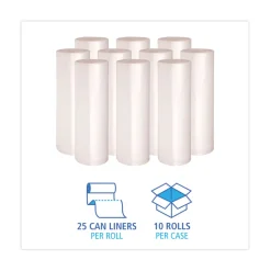 Boardwalk 40 in. x 48 in. 45 Gallon 13 mic High Density Industrial Coreless Roll Can Liners - Natural (250/Carton)