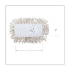 Boardwalk 12 in. x 5 in. Cotton Dust Mop Head - White