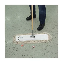 Boardwalk 24 in. x 5 in. Cotton Head 60 in. Wood Handle Cotton Dry Mopping Kit - Natural (1-Kit)