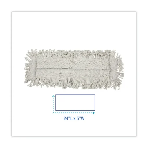 Boardwalk 24 in. x 5 in. Disposable Cotton/Synthetic Cut End Dust Mop Head - White