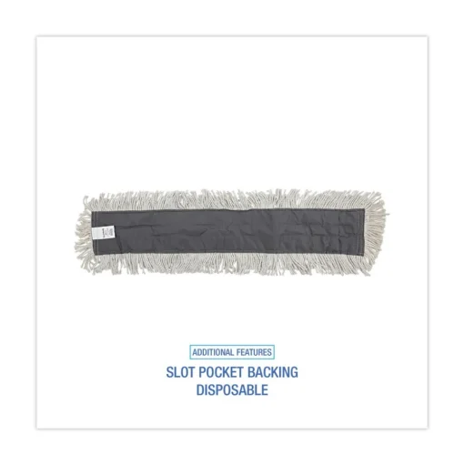 Boardwalk 36 in. x 5 in. Disposable Cotton/Synthetic Dust Mop Head with Sewn Center Fringe - White