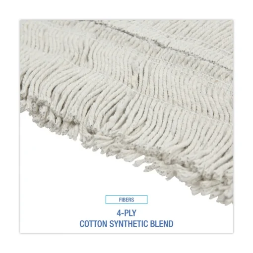 Boardwalk 36 in. x 5 in. Disposable Cotton/Synthetic Dust Mop Head with Sewn Center Fringe - White