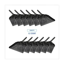 Boardwalk 12 in. x 14 in. 20-Gauge Steel Dust Pan with 5 in. Handle - Black (12/Carton)