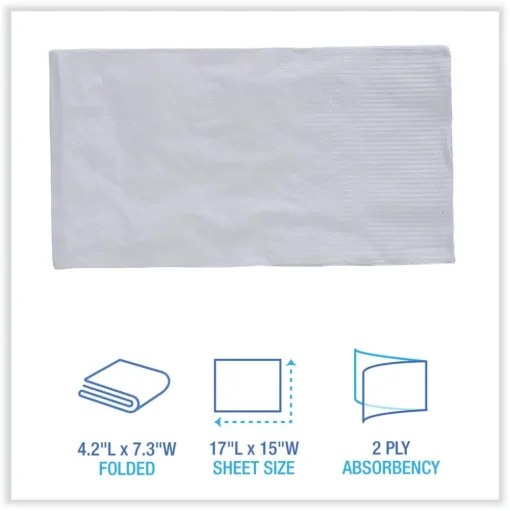 Boardwalk 17 in. x 15 in. 2-Ply Dinner Napkin - White (3000/Carton)