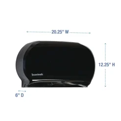 Boardwalk 20.25 in. x 6 in. x 12.25 in. Jumbo Twin Toilet Tissue Dispenser - Black