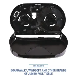 Boardwalk 20.25 in. x 6 in. x 12.25 in. Jumbo Twin Toilet Tissue Dispenser - Black