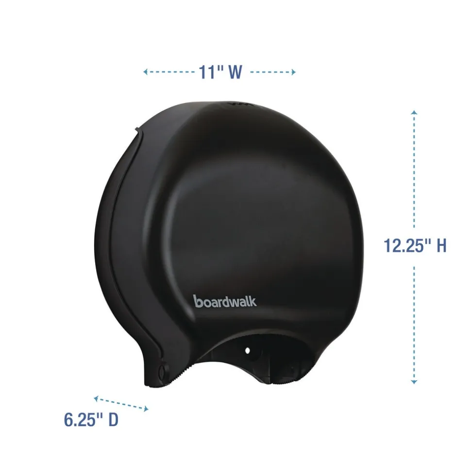 Boardwalk 11 in. x 6.25 in. x 12.25 in. Single Jumbo Toilet Tissue Dispenser - Black