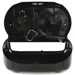 Boardwalk 13 in. x 6.75 in. x 8.75 in. Standard Twin Toilet Tissue Dispenser - Black