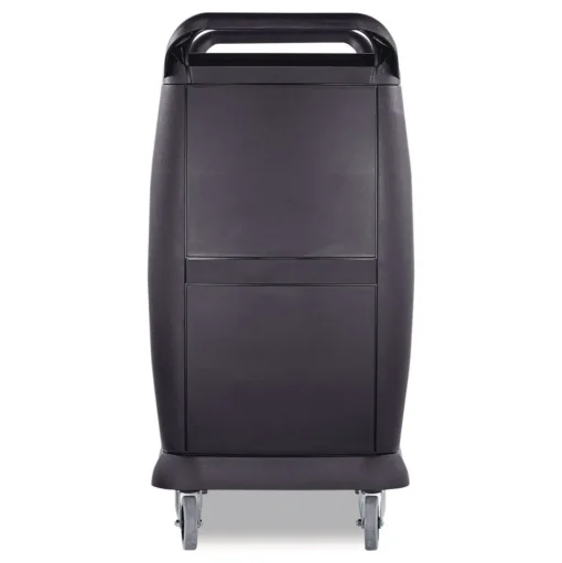 Boardwalk 18 in. x 36.25 in. x 38 in. 300 lb Capacity Plastic Bussing Cart with 3 Shelves - Black
