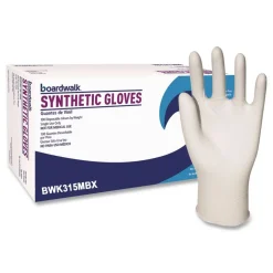 Boardwalk 4 mil 9.5 in. Long Powder-Free Synthetic Vinyl Gloves - Medium, Beige (100/Box)
